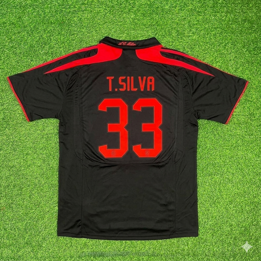 Thiago Silva AC Milan Black Retro Third Football Jersey Kit