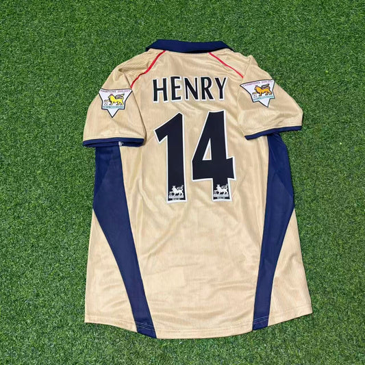 Thierry Henry #14 Arsenal 2001-2002 Away Golden Retro Football Jersey