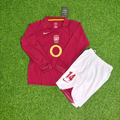 Thierry Henry Arsenal 2006 Highbury Burgundy Long Sleeve Kids Retro Football Jersey Kit