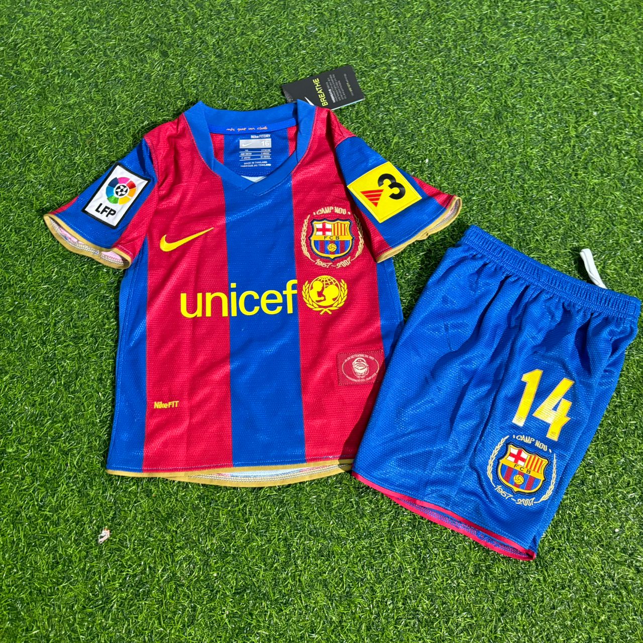 Thierry Henry Barcelona 2007/2008 Retro Kids Football Jersey Kit