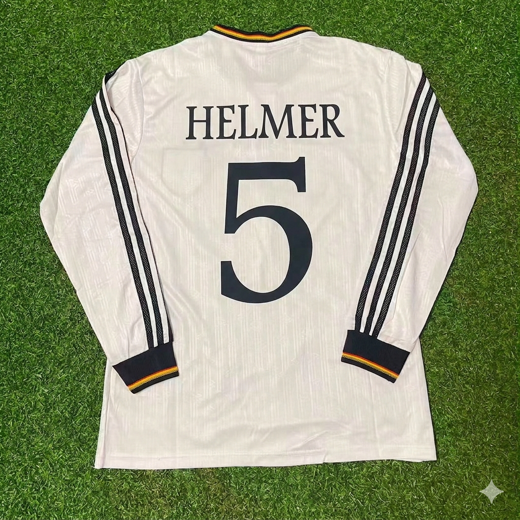 Germany EURO 1996 Thomas Helmer #5 Final Home Long Sleeve Retro Football Jersey Kit