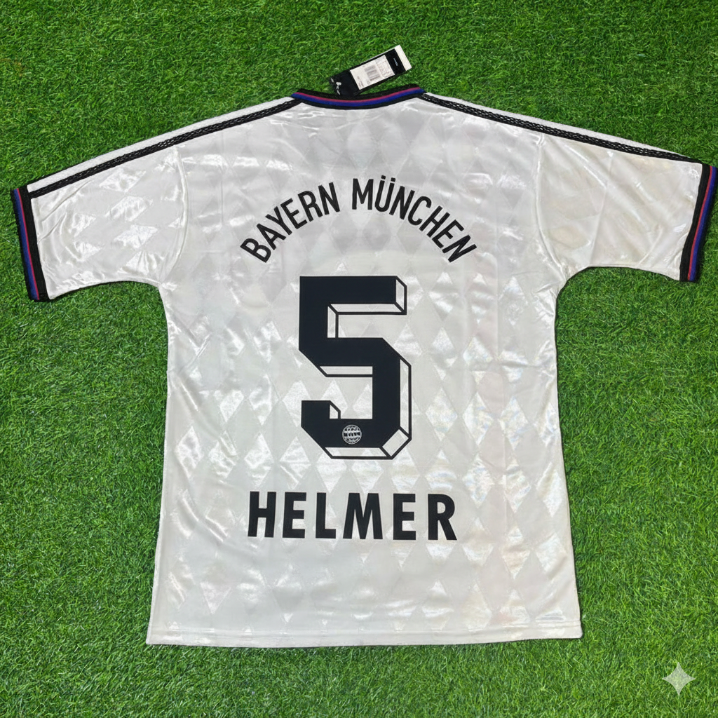 Thomas Helmer Bayern Munich 1997 1998 Away White Retro Football Jersey Kit