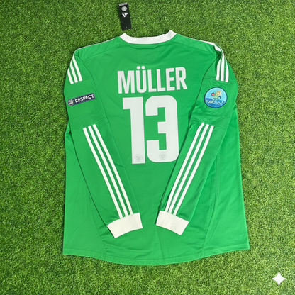 Germany EURO 2012 Thomas Müller Long Sleeve Green Retro Football Jersey