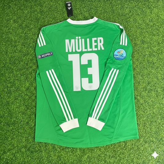 Germany EURO 2012 Thomas Müller Long Sleeve Green Retro Football Jersey