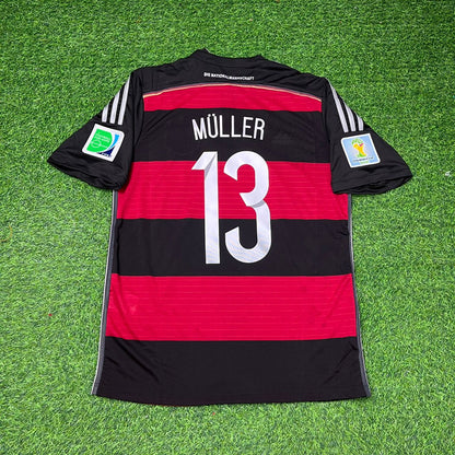Germany World Cup 2014 Thomas Müller Deutschland Brazil Black Red Retro Football Jersey