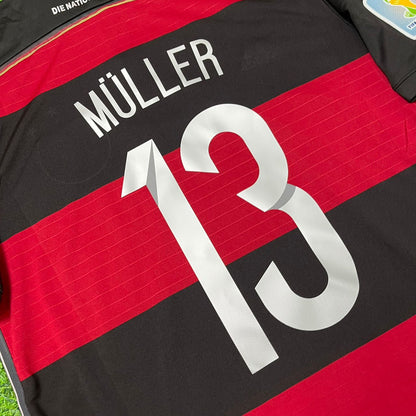Germany World Cup 2014 Thomas Müller Deutschland Brazil Black Red Retro Football Jersey
