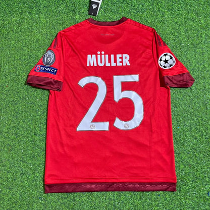 Thomas Müller Bayern Munich 2015-2016 Home Red Football Jersey Kit