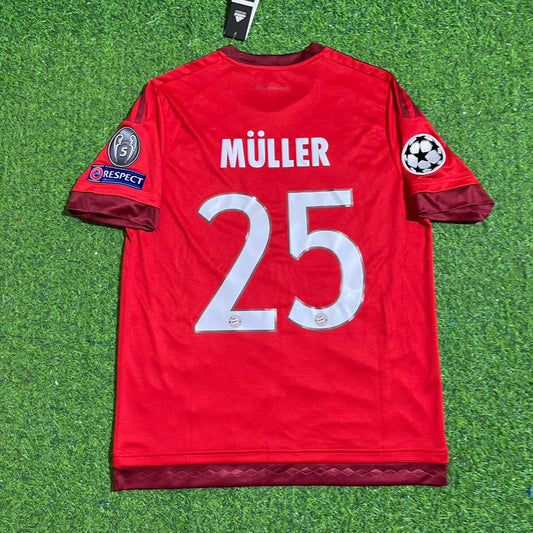Thomas Müller Bayern Munich 2015-2016 Home Red Football Jersey Kit