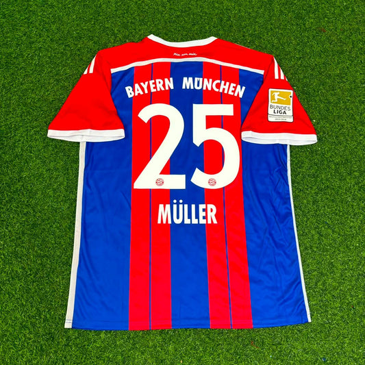 Thomas Müller #25 Bayern Munich 2014 2015 Home Retro Patch Football Jersey
