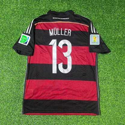 Germany World Cup 2014 Thomas Müller Deutschland Brazil Black Red Retro Football Jersey