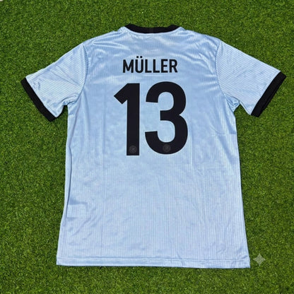 Thomas Müller Germany 125th Year Special Clear Blue Retro Football Jersey Kit