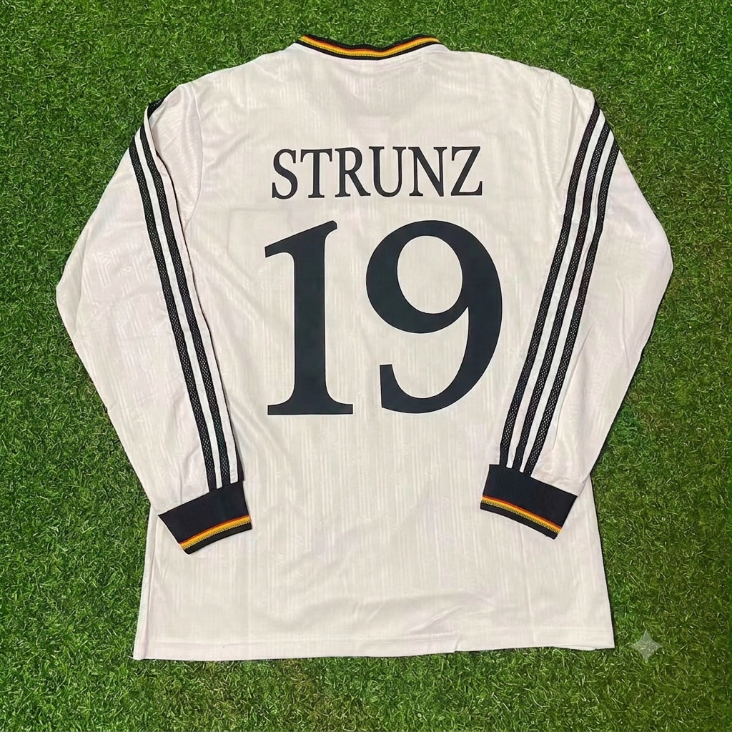 Germany EURO 1996 Thomas Strunz #19 Final Home Long Sleeve Retro Football Jersey Kit