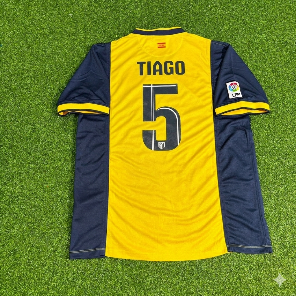Tiago Mendes #5 Atlético Madrid 2013-2014 Away Yellow Football Jersey Kit
