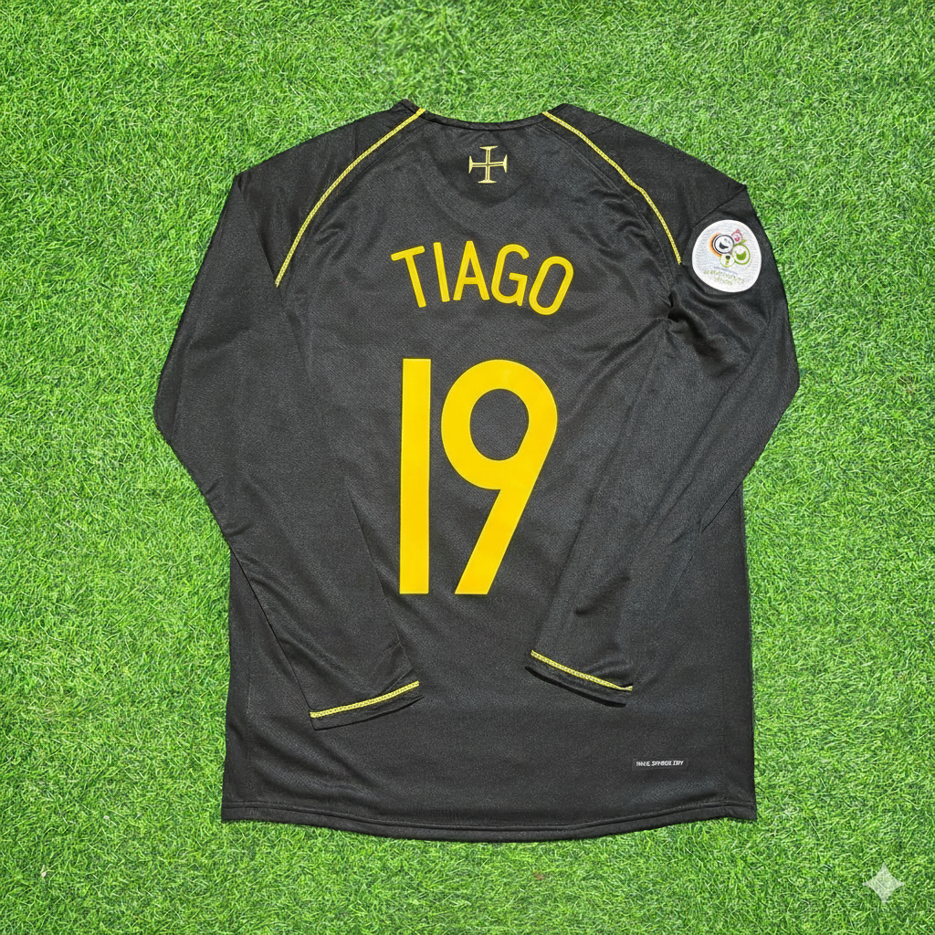 Portugal World Cup 2006 Tiago Mendes Long Sleeve Black Retro Football Jersey