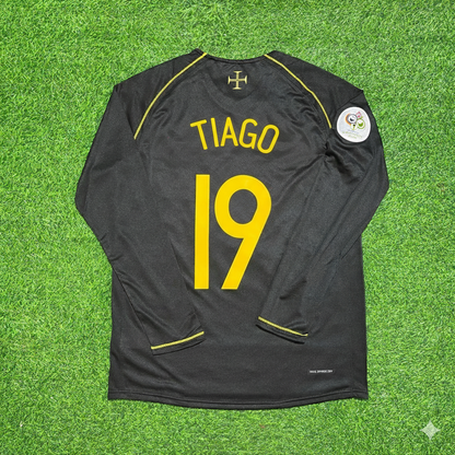 Portugal World Cup 2006 Tiago Mendes Long Sleeve Black Retro Football Jersey
