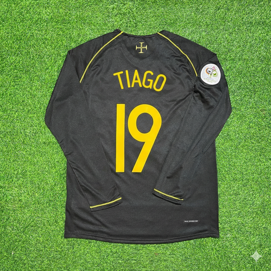 Portugal World Cup 2006 Tiago Mendes Long Sleeve Black Retro Football Jersey