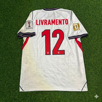 Tino Livramento #12 England 2026 World Cup Home White Football Jersey