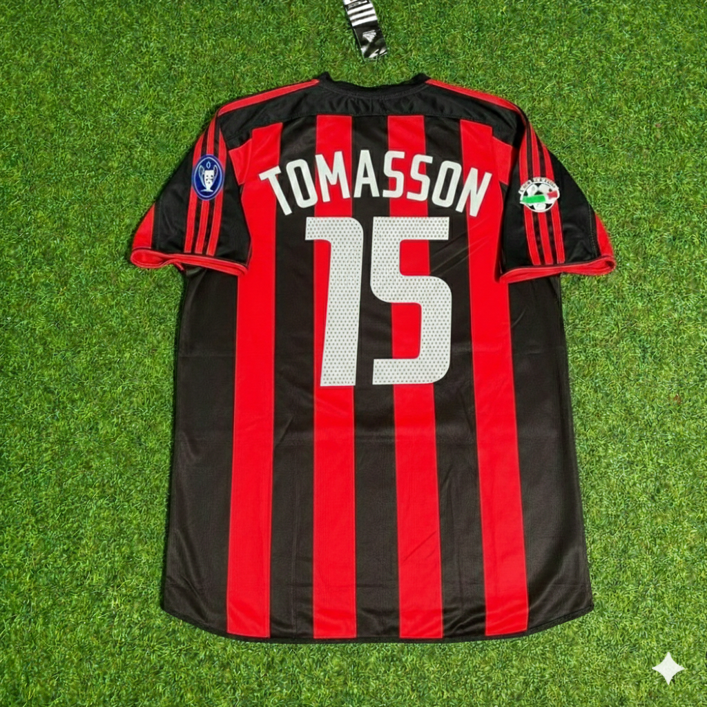 Jon Dahl Tomasson 15 Milan 2003/2004 Home Retro Football Jersey Kit