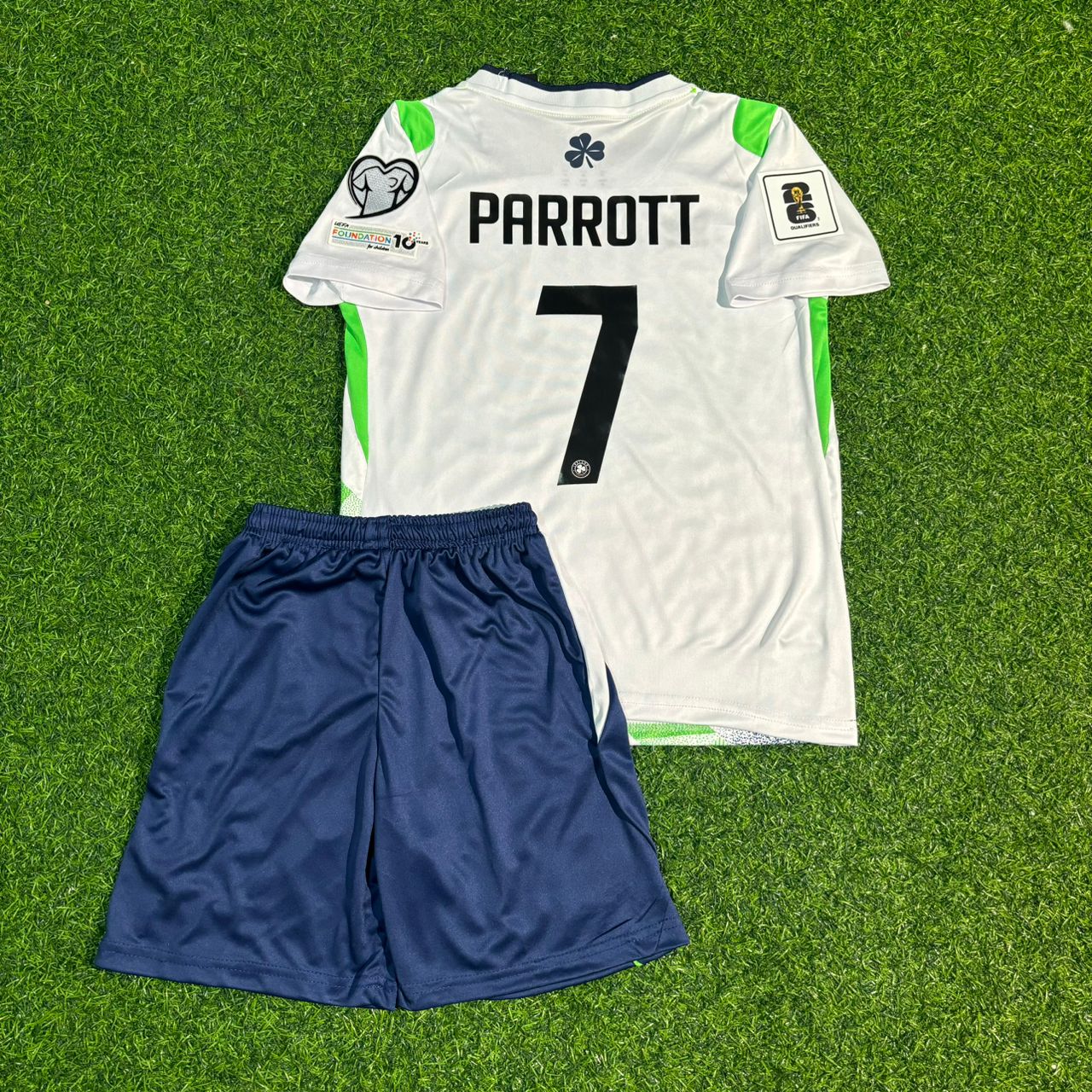 Troy Parrott #7 Ireland Kids 2026 Home Green White Football Jersey Kit