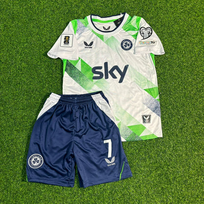 Troy Parrott #7 Ireland Kids 2026 Home Green White Football Jersey Kit