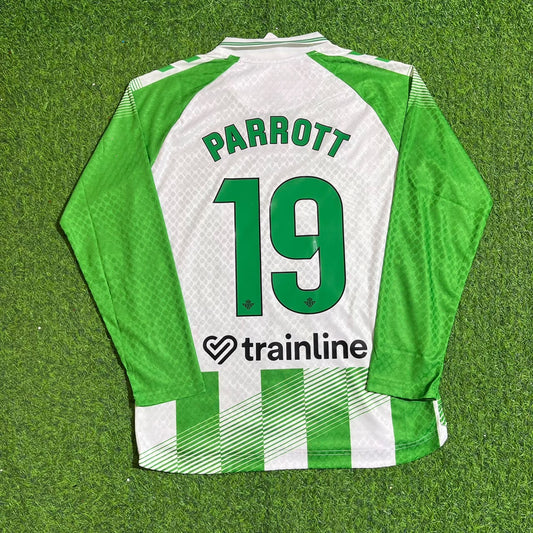 Troy Parrott Real Betis 2027 Home Green White Long Sleeve Football Jersey