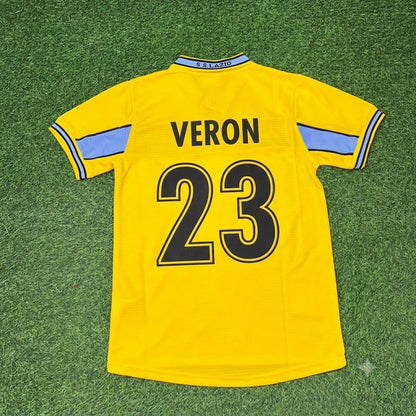 Juan Sebastian Veron Lazio 1998-2000 Yellow Retro Football Jersey Kit