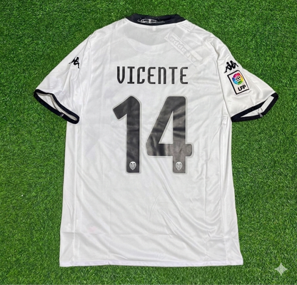 Vicente Rodríguez #14 Valencia White Retro Football Jersey Kit