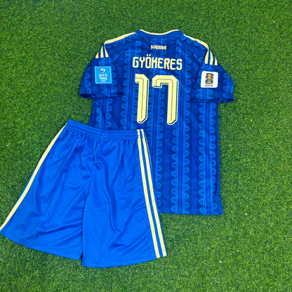 Sweden World Cup 2026 Viktor Gyökeres Away Kids Blue Football Jersey