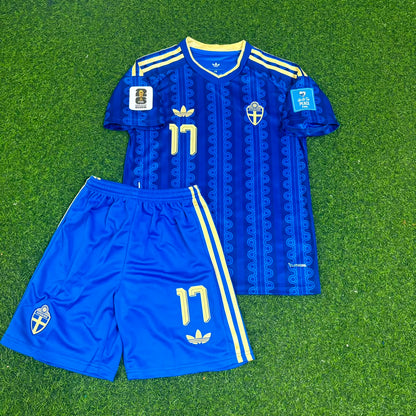 Sweden World Cup 2026 Viktor Gyökeres Away Kids Blue Football Jersey