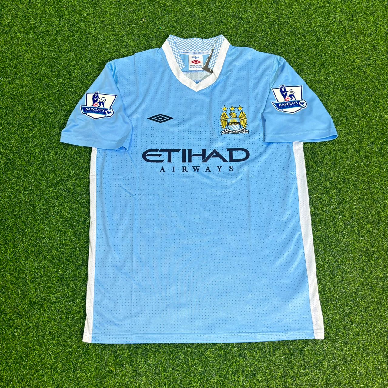 Vincent Kompany 4 Manchester City 2011/12 Home Blue Retro Football Jersey Kit