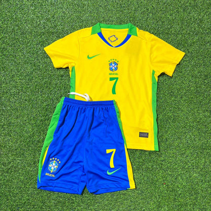 Brazil World Cup 2026 Vinícius Júnior 7 Kids Football Jersey