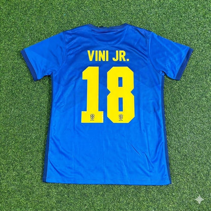 Vinicius Junior Brazil 2021 Copa America Blue Football Jersey Kit