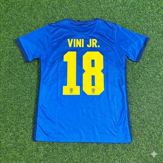 Vinicius Junior Brazil 2021 Copa America Blue Football Jersey Kit