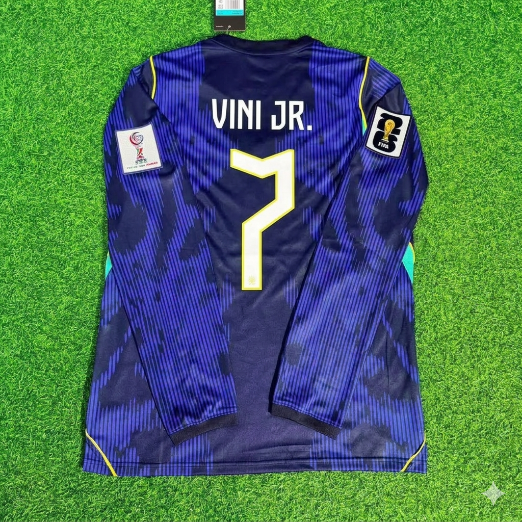 Brazil World Cup 2026 Vinicius Júnior 7# Sleeve Blue Away Football Jersey
