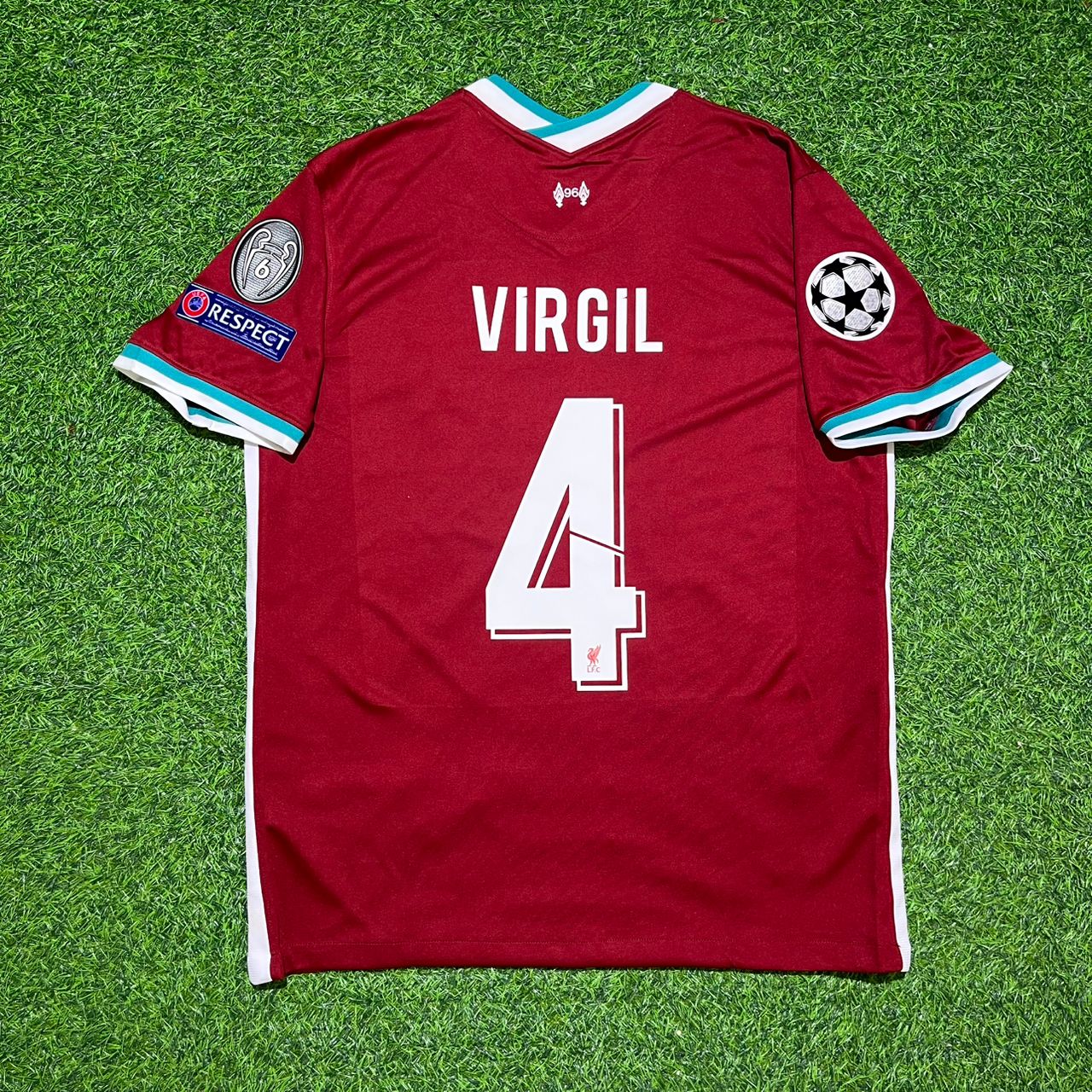 Virgil van Dijk #4 Liverpool 2020/21 Home Retro Football Jersey