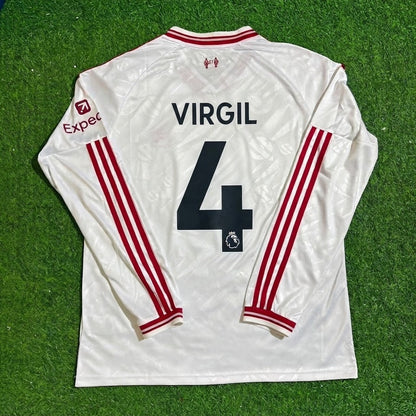 Virgil Van Dijk #4 Liverpool 2027 Long Sleeve Away White Football Jersey