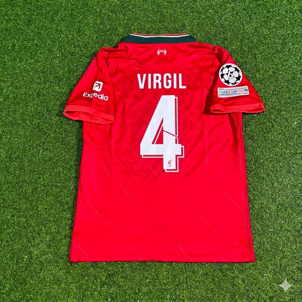 Virgil van Dijk #4 Liverpool 2022 Champions League Final Home Retro Football Jersey Kit