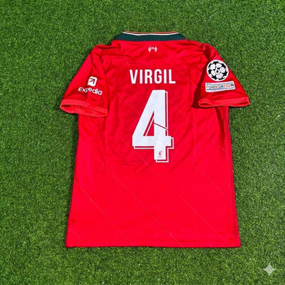 Virgil van Dijk #4 Liverpool 2022 Champions League Final Home Retro Football Jersey Kit