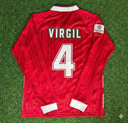 Virgil van Dijk Liverpool Long Sleeve Retro Football Jersey Kit