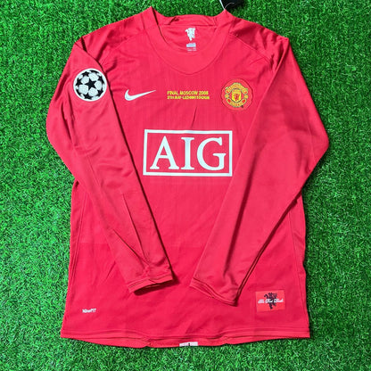 Wayne Rooney 10 Manchester United 2008 Champions Leage Final Moscow Retro Long Sleeve Football Jersey Kit
