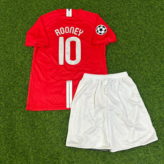 Wayne Rooney #10 Manchester United 2008 Final Kids Children Home Football Jersey Kit