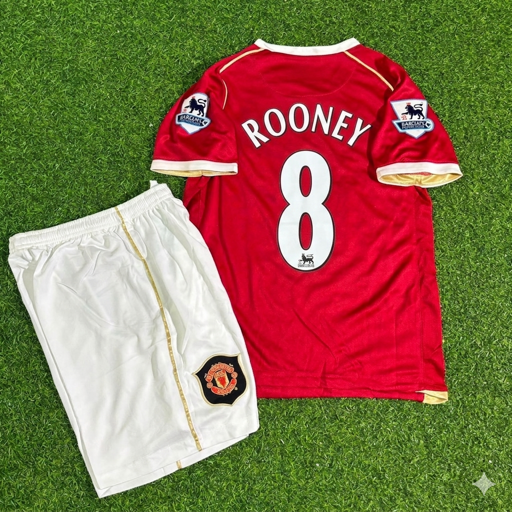 Wayne Rooney #8 Manchester United 2006-2007 Kids Home Football Jersey Kit