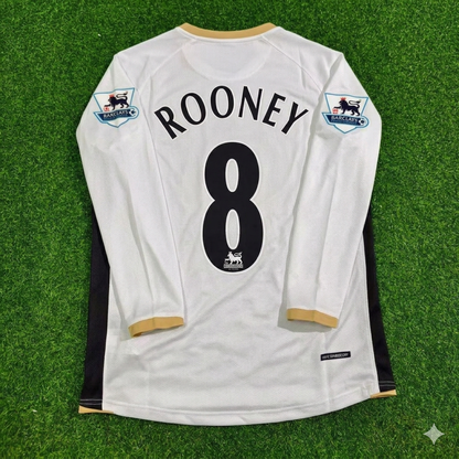 Wayne Rooney #8 Manchester United 2006-2007 White Retro Long Sleeve Football Jersey Kit