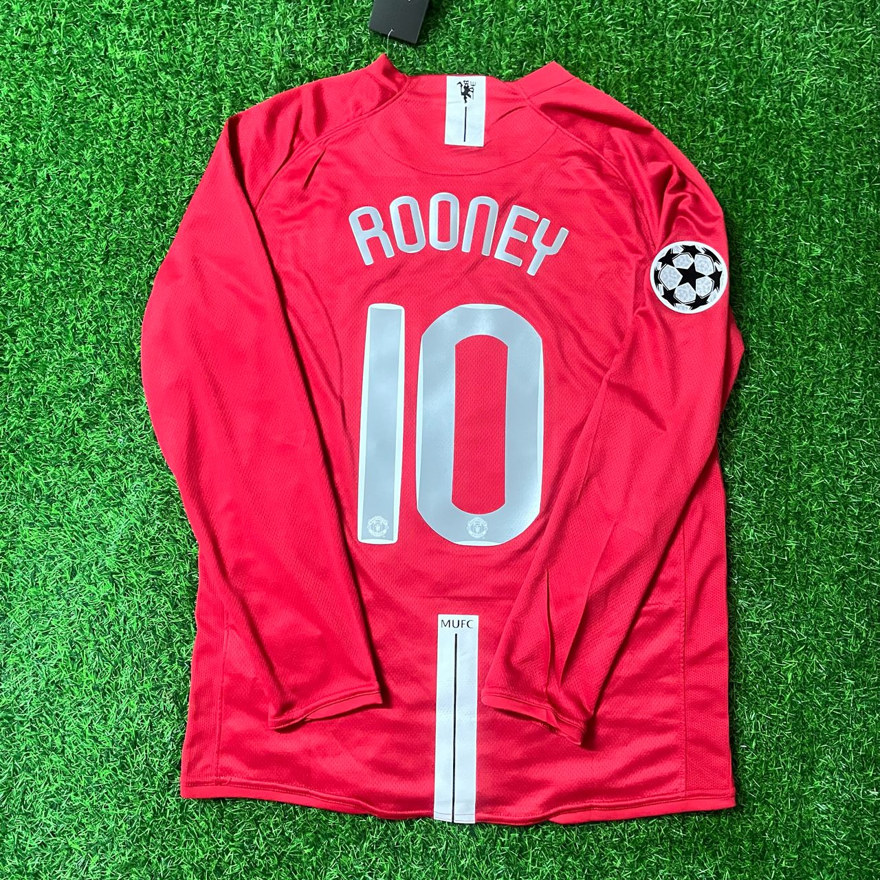 Wayne Rooney 10 Manchester United 2008 Champions Leage Final Moscow Retro Long Sleeve Jersey