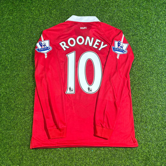 Wayne Rooney Manchester United 2010-2011 Long Sleeve Retro Home Football Jersey Kit