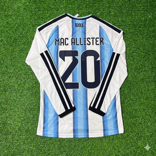 Argentina National Team World Cup 2026 Alexis Mac Allister Long Sleeve Football Soccer Kit Jersey
