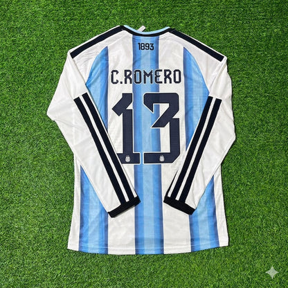 Argentina National Team World Cup 2026 Cristian Romero Long Sleeve Football Soccer Kit Jersey