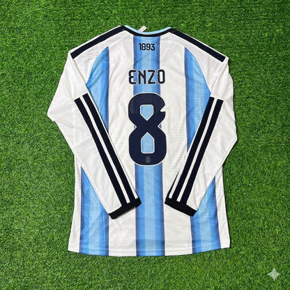 Argentina National Team World Cup 2026 Enzo Fernández Long Sleeve Football Soccer Kit Jersey