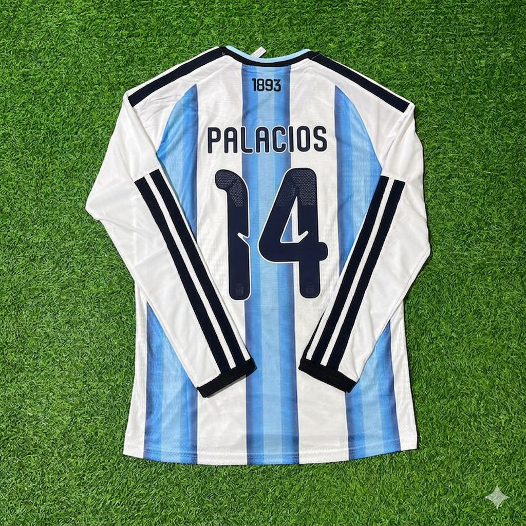 Argentina National Team World Cup 2026 Exequiel Palacios Long Sleeve Football Soccer Kit Jersey