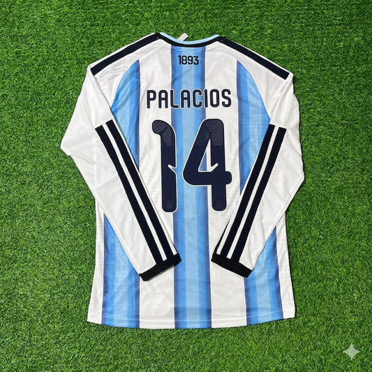 Argentina National Team World Cup 2026 Exequiel Palacios Long Sleeve Football Soccer Kit Jersey
